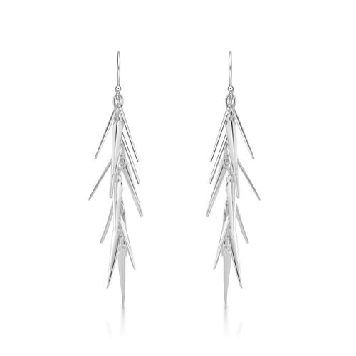 925 Sterling Silver Long Pine Dangle Earrings for Women