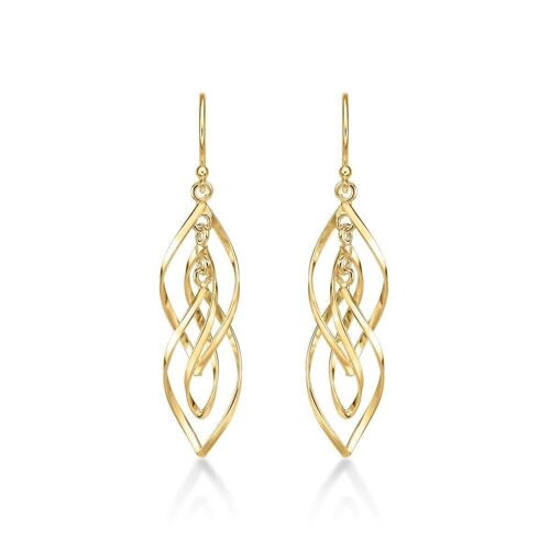 Gold Plated Long Spiral Dangling Earrings for Women