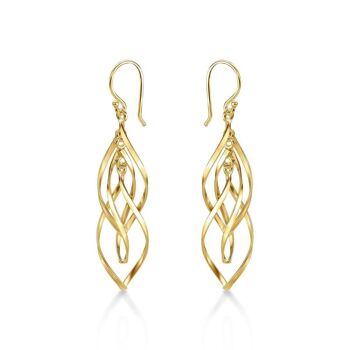 Boucles d'oreilles longues spirales plaquées or pour femme 2