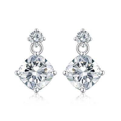 Boucles d'oreilles pendantes en argent sterling 925 avec petit zircon cubique pour femme