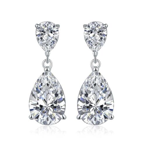925 Sterling Silver Drop Earrings with Cubic Zirconia Stones