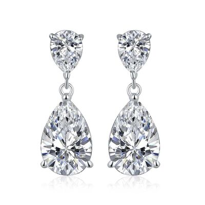 Boucles d'oreilles pendantes en argent sterling 925 avec des pierres de zircone cubique