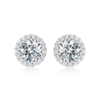 925 Sterling Silver Round Halo Stud Earrings for Women