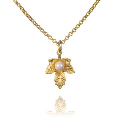 Zierliche Halskette mit Blattgold-Perlenanhänger für Frauen