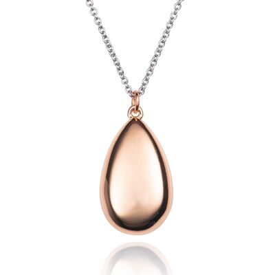 Silver and Rose Gold Two Tone Pear Pendant Necklace for Women