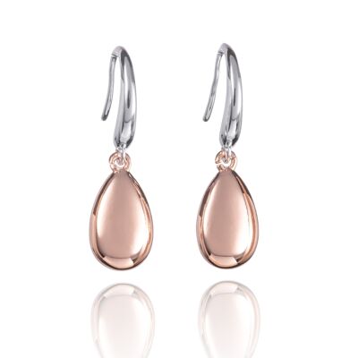 Silver and Rose Gold Two Tone Teardrop Earrings