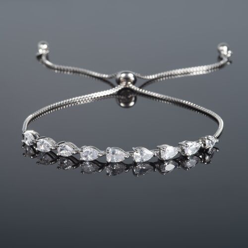 Adjustable Pear Shaped Cubic Zirconia Stone Bracelet for Women