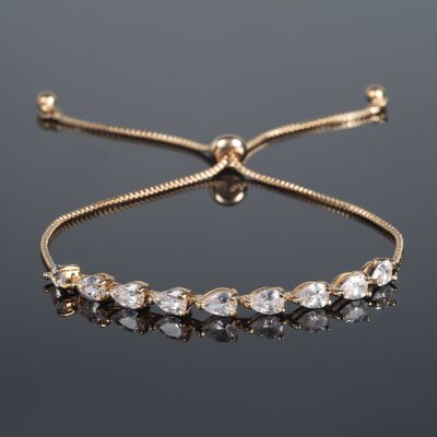 Bracciale Regolabile in Oro con Cubic Zirconia a Pera