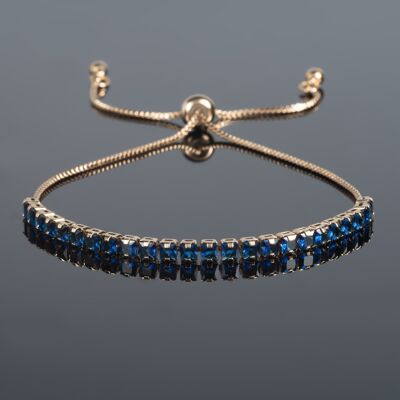 Bracelet Doré Ajustable pour Femme avec Pierres Bleues