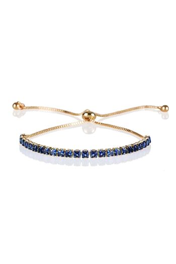 Bracelet Doré Ajustable pour Femme avec Pierres Bleues 2