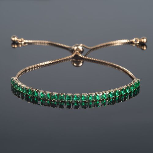 Adjustable Gold Bracelet for Women with Green Stones