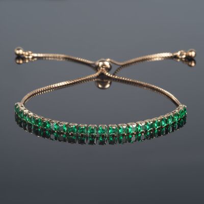 Pulsera Ajustable de Oro para Mujer con Piedras Verdes