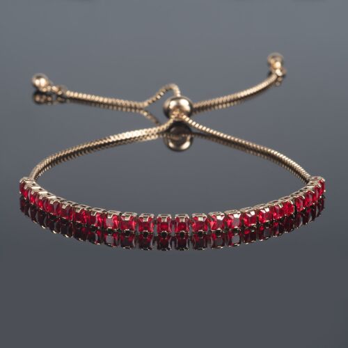 Adjustable Gold Bracelet for Women with Red Stones