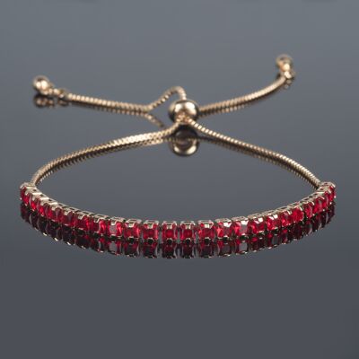 Verstellbares Goldarmband für Damen mit roten Steinen