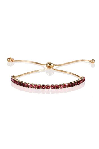 Bracelet Doré Ajustable pour Femme avec Pierres Rouges 2