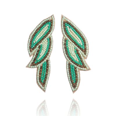 Lange grüne Perlen-Statement-Ohrringe für Frauen