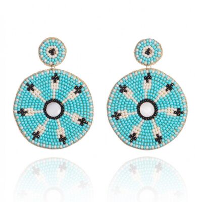 Große türkisblaue Perlen-Statement-Ohrringe für Frauen