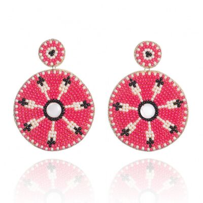 Große Statement-Ohrringe mit rosa Perlen für Damen