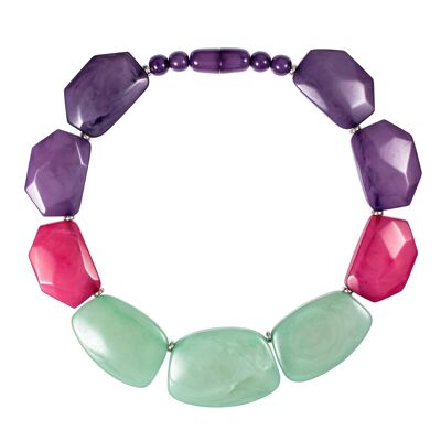 Chunky Green, Pink and Purple Statement Necklace for Women