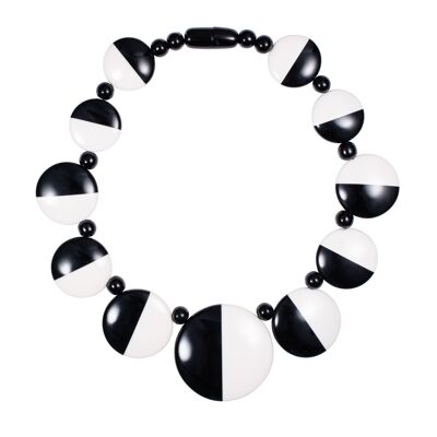 Klobige schwarze und weiße Statement-Halskette für Frauen