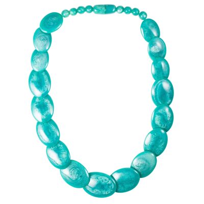 Lange türkisblaue klobige Statement-Halskette für Frauen