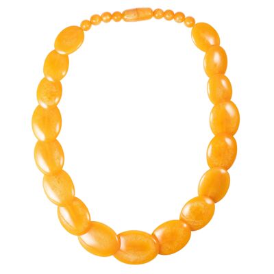Lange gelbe klobige Statement-Halskette für Damen
