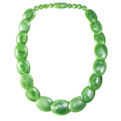 Lange hellgrüne klobige Statement-Halskette für Frauen