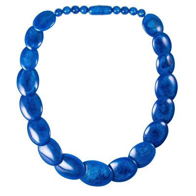 Lange blaue klobige Statement-Halskette für Frauen
