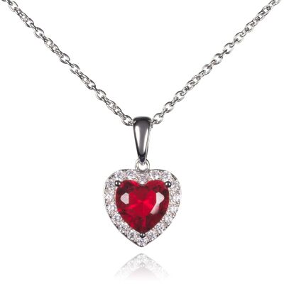 Collana da donna con cuore rosso in argento sterling