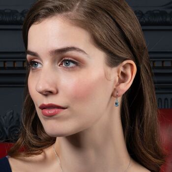 Boucles d'oreilles pendantes en argent sterling 925 avec pierres précieuses de topaze bleue 2