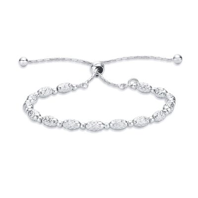 925 Sterling Silver Bracelet with Diamond Cut Beads For Women