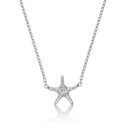 Collar con colgante de estrella de mar de plata de ley para mujer