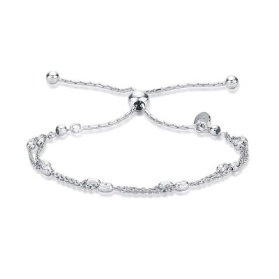 Bracciale a catena in argento sterling 925 con perline a taglio di diamante da donna