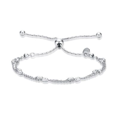 Bracelet chaîne en argent sterling 925 avec perles taillées en diamant pour femme