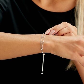 Bracelet chaîne en argent sterling 925 avec perles taillées en diamant pour femme 3