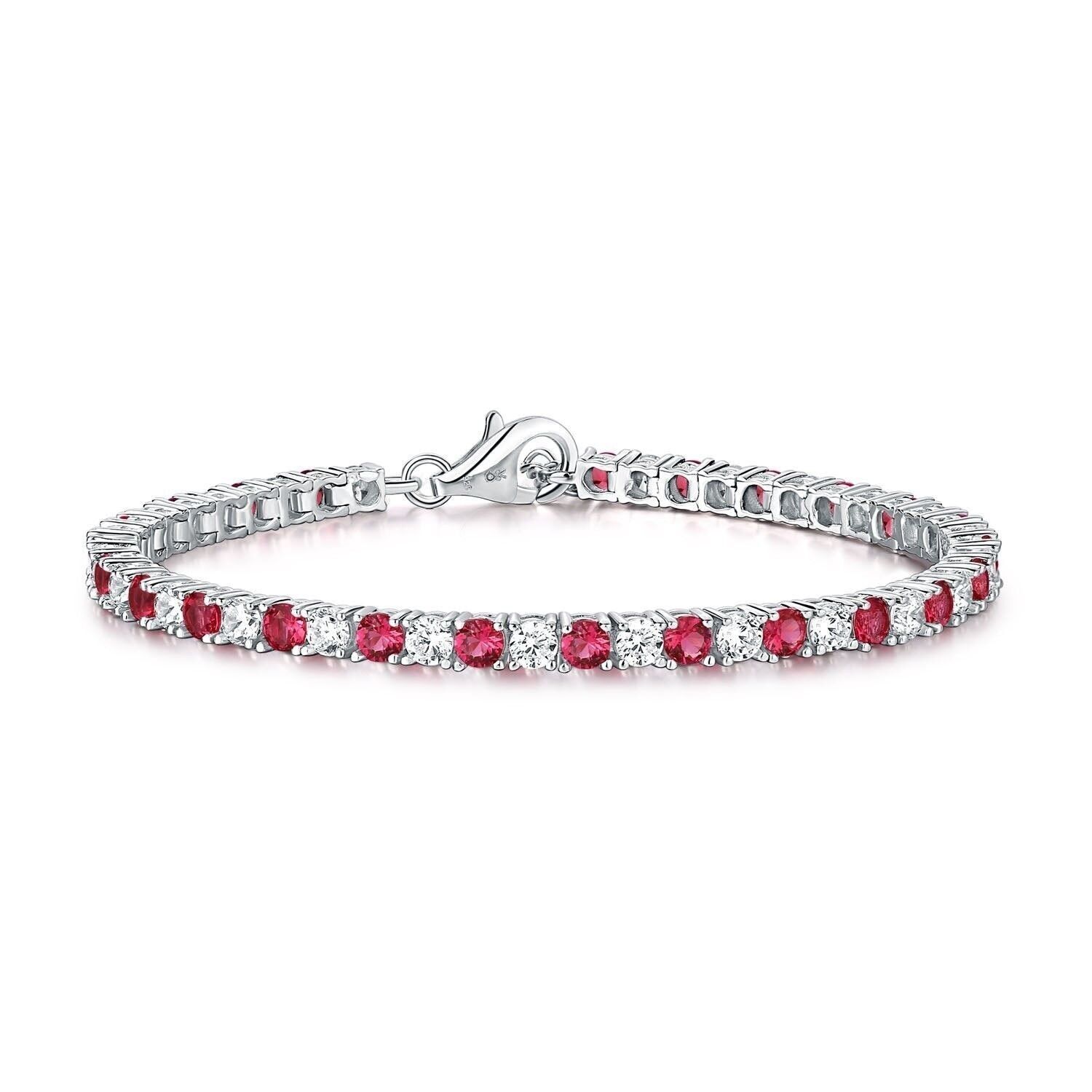 Bracciale Tennis in Argento 925 con Cubic Zirconia Rosa/Rosso e Bianco