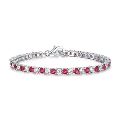 Bracciale Tennis in Argento 925 con Cubic Zirconia Rosa/Rosso e Bianco