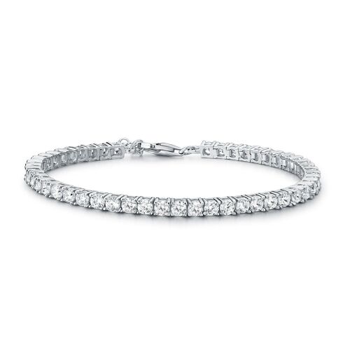 925 Sterling Silver Tennis Bracelet with 3mm Cubic Zirconia For Women