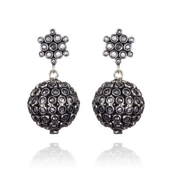 Boucles d'oreilles boule oxydée en argent sterling pour femme 1