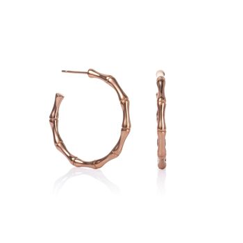 Boucles d'oreilles créoles en bambou en or rose pour femme 1