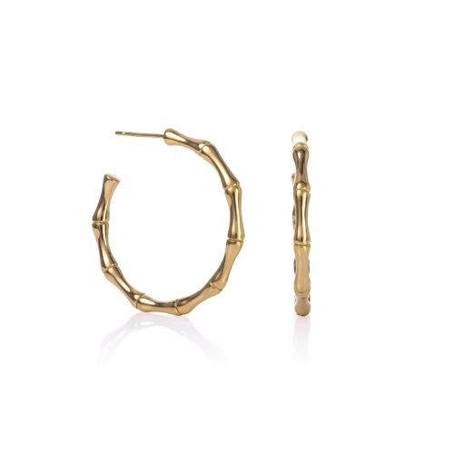 Gold Bamboo Hoop Earrings for Women