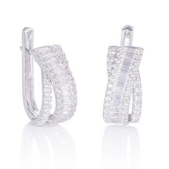 Boucles d'oreilles créoles larges en argent sterling pour femme avec pierres baguette 6