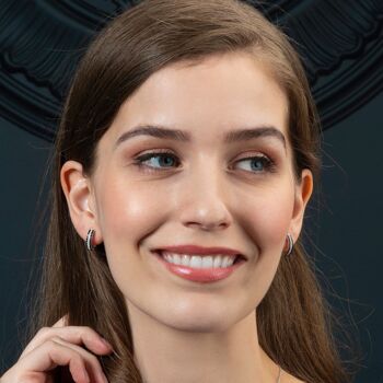Boucles d'oreilles créoles en argent sterling pour femme avec pierres noires 7