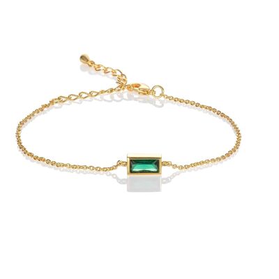 Dainty Gold Bracelet with a Green Cubic Zirconia Stone