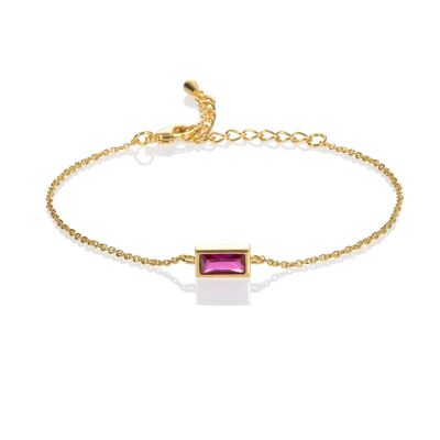 Dainty Gold Bracelet with a Red Cubic Zirconia Stone