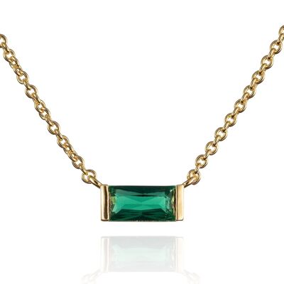 Dainty Green Necklace in Gold Plated