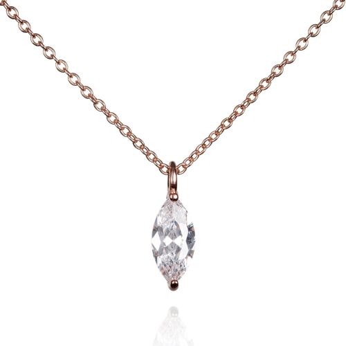 Rose Gold Pendant Necklace for Women with a Marquise Cut Stone