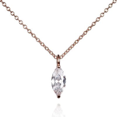 Rose Gold Pendant Necklace for Women with a Marquise Cut Stone