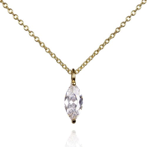Gold Pendant Necklace for Women with a Marquise Cut Stone