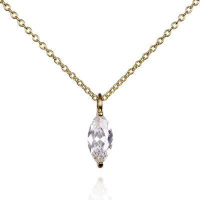 Collana con ciondolo in oro da donna con pietra a taglio marquise